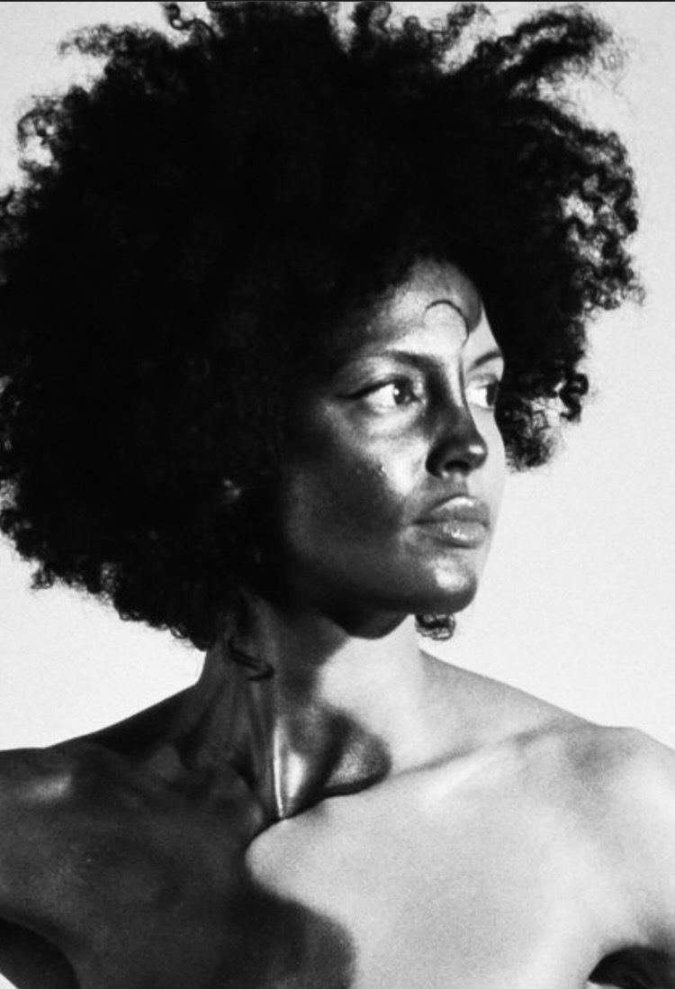 Sculptural profile portrait, bare shoulders